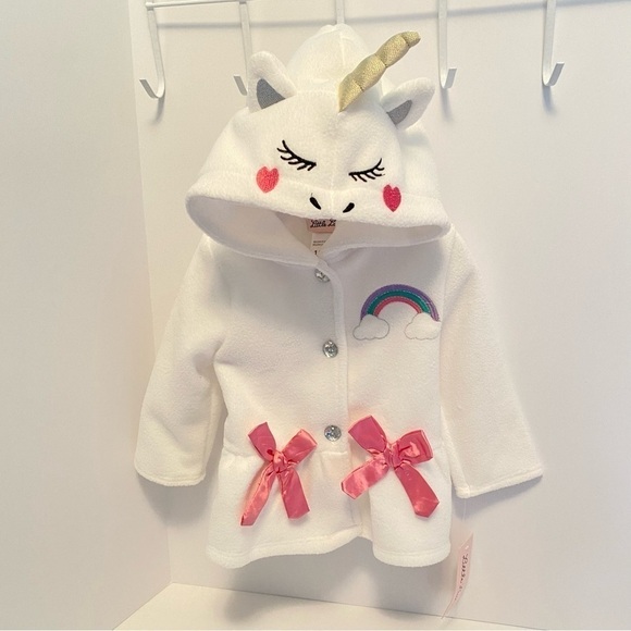 Little Lass Baby Girl Fleece Unicorn Hood Coat Size 12 Months New With Tag - Picture 1 of 13